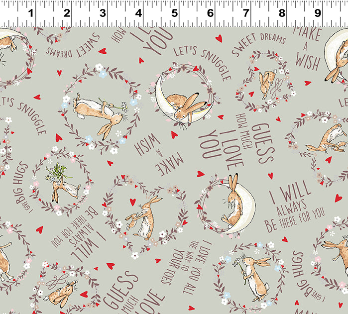 Guess How Much I Love You 2022 | Light Taupe Words by Anita Jeram for Clothworks | Y3685-61