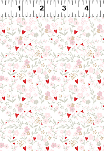 Guess How Much I Love You 2022 | Pink Heart Floral by Anita Jeram for Clothworks | Y3687-42