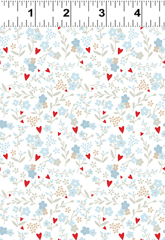 Guess How Much I Love You 2022 | Denim Heart Floral by Anita Jeram for Clothworks | Y3687-88