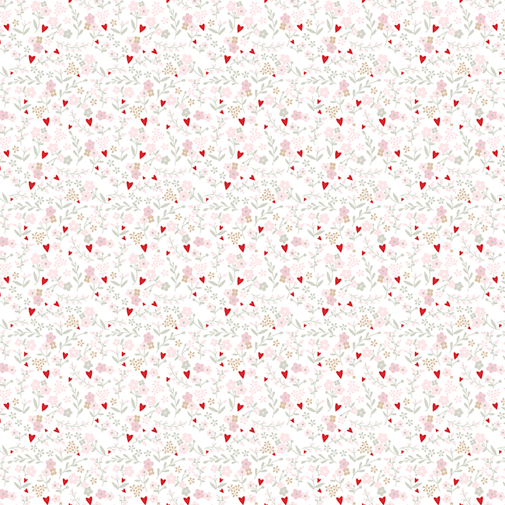 Guess How Much I Love You 2022 | Pink Heart Floral by Anita Jeram for Clothworks | Y3687-42