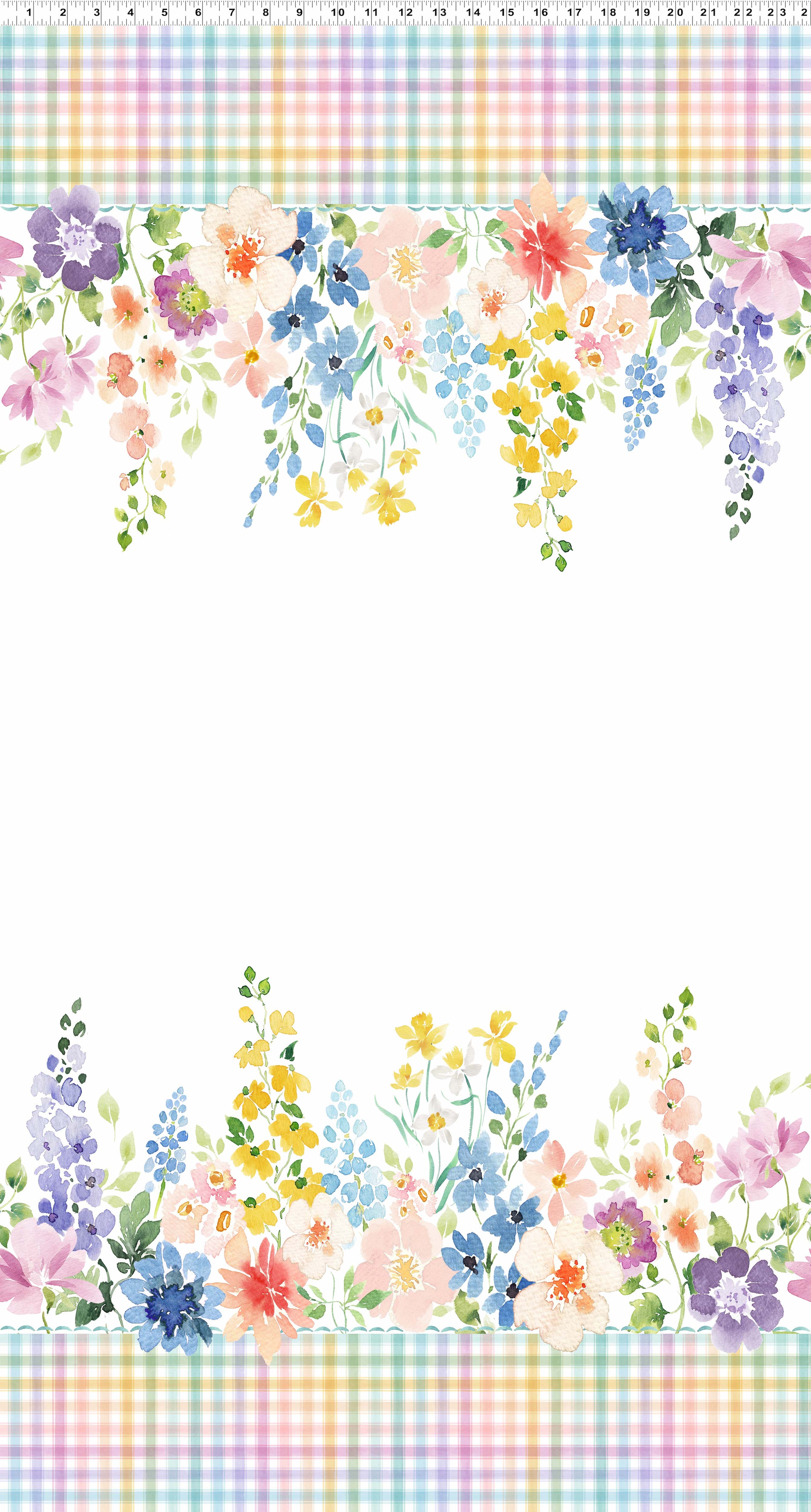 Spring Has Sprung | Multi Color Digital Double Border by Heatherlee Chan for Clothworks | Y4007-55