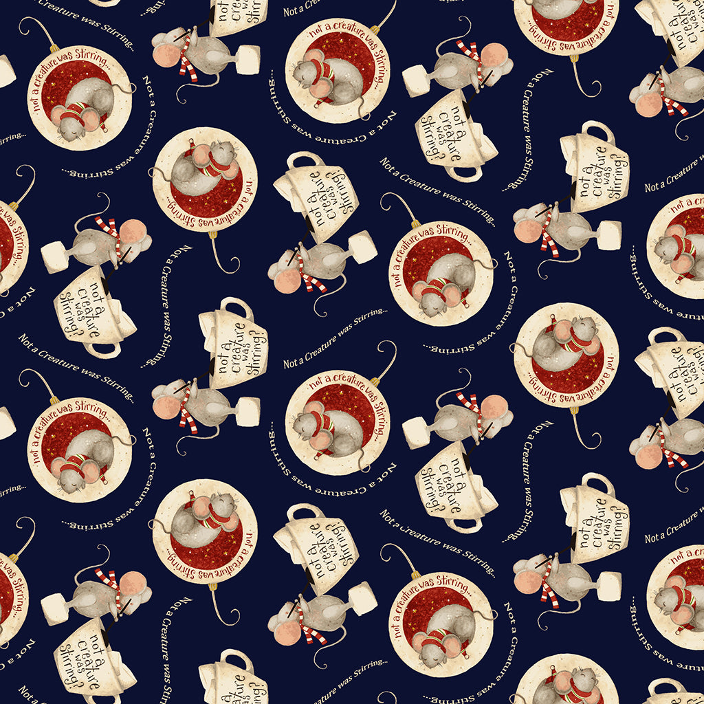 Gingerbread Christmas | Navy Blue Mice by Dan DiPaolo for Clothworks