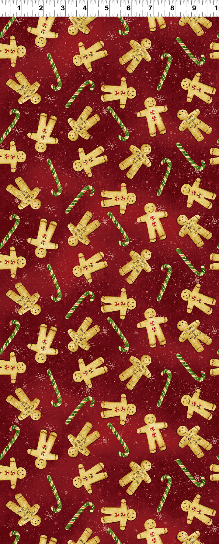 Gingerbread Christmas | Dark Red Tossed Cookies by Dan DiPaolo for Clothworks