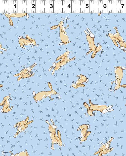 Guess How Much I Love You 2024 | Light Denim Tossed Bunnies by Anita Jeram for Clothworks | 100% Quilting Cotton