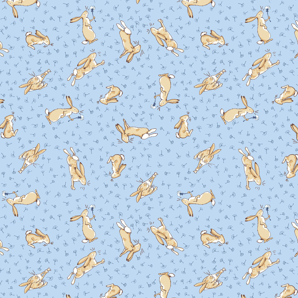 Guess How Much I Love You 2024 | Light Denim Tossed Bunnies by Anita Jeram for Clothworks | 100% Quilting Cotton