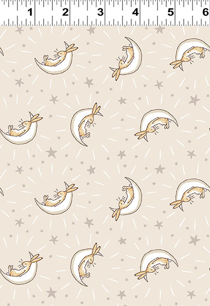 Guess How Much I Love You 2024 | Khaki Bunny Moons by Anita Jeram for Clothworks | 100% Cotton FLANNEL