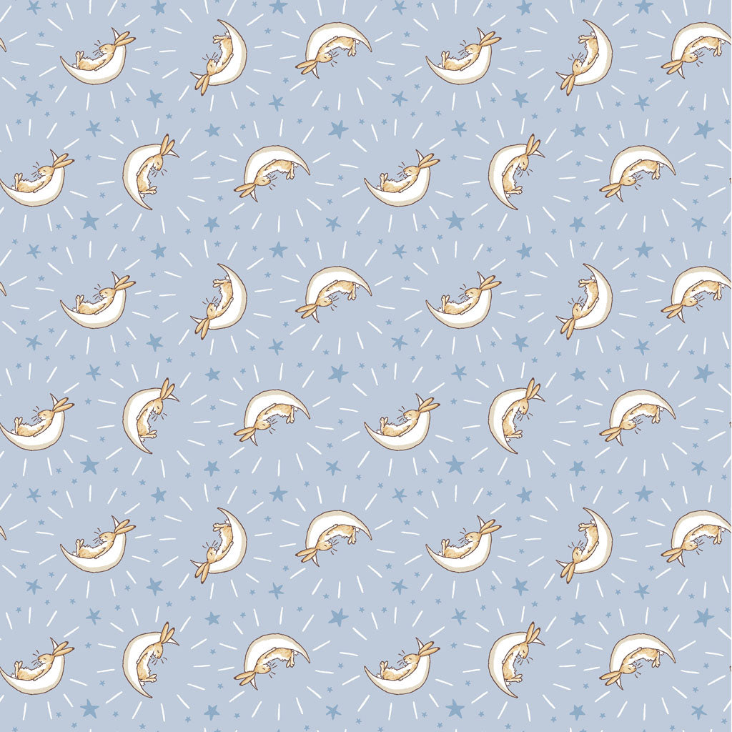 Guess How Much I Love You 2024 | Light Denim Bunny Moons by Anita Jeram for Clothworks | 100% Cotton FLANNEL