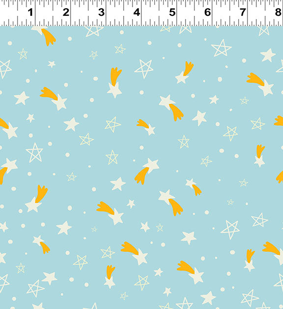 Blast Off! | *Glow in the Dark* Stars Aqua by Liza Lewis for Clothworks | Y4390-33