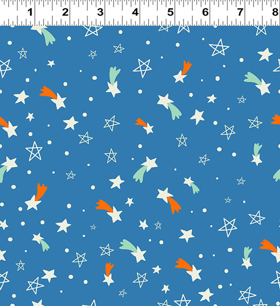 Blast Off! | *Glow in the Dark* Stars Blue by Liza Lewis for Clothworks | Y4390-90