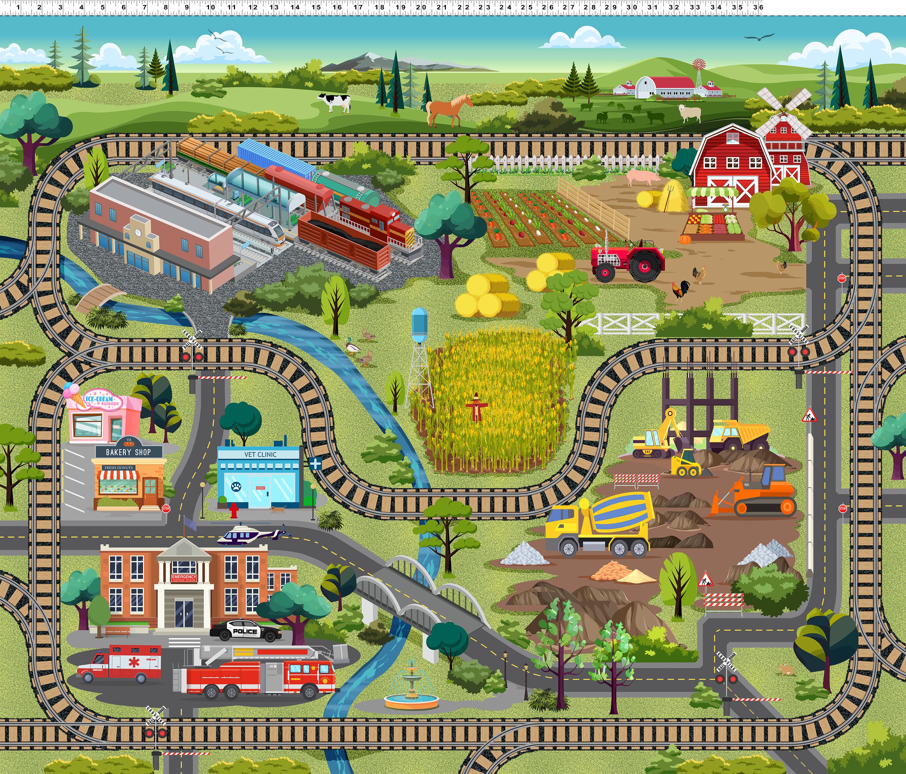 Let's Go Digital 36" Play Mat | 100% Cotton Canvas | Y4462-55