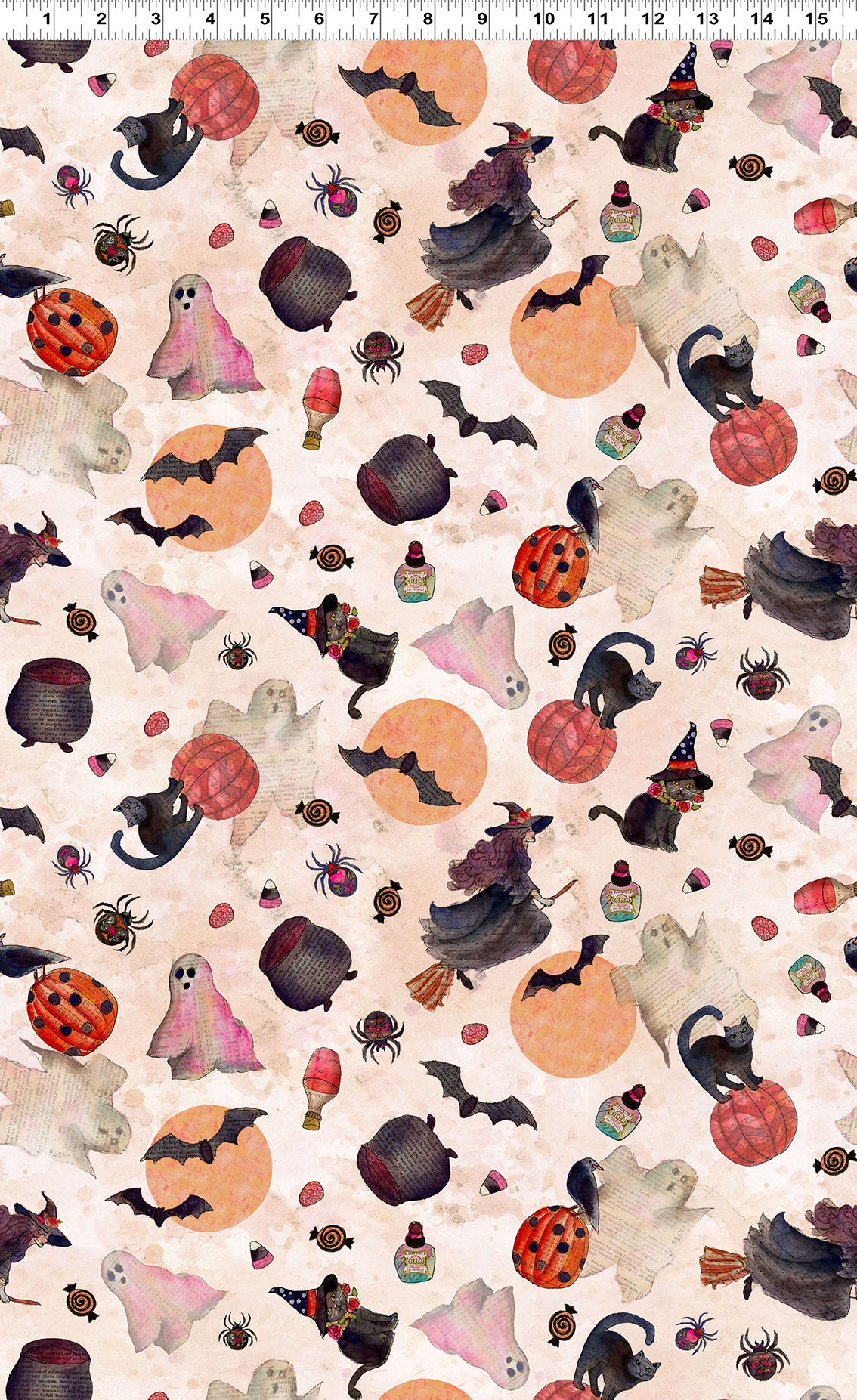 Faboolous | Halloween Toss Pale Peach by Sue Zipkin for Clothworks | Y4473-131