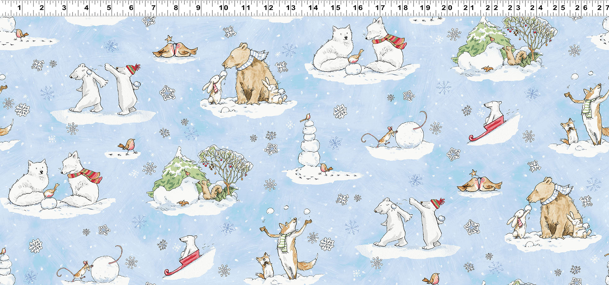 Snowtime | Toile - Light Blue by Anita Jeram for Clothworks | Y4550-29