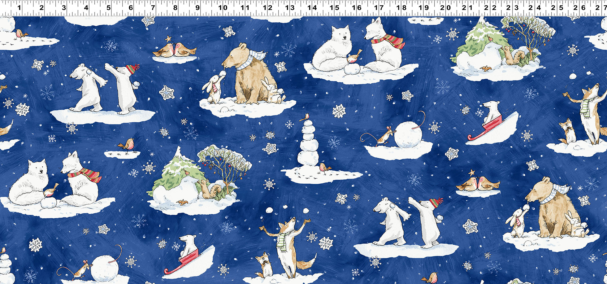Snowtime | Toile - Dark Blue by Anita Jeram for Clothworks | Y4550-30