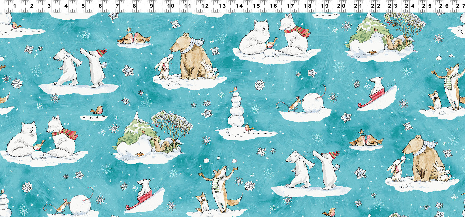 Snowtime | Toile - Aqua by Anita Jeram for Clothworks | Y4550-33