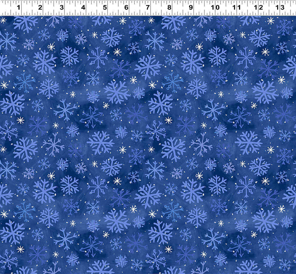 Snowtime | FLANNEL Snowflakes - Dark Blue by Anita Jeram for Clothworks | Y4557-30