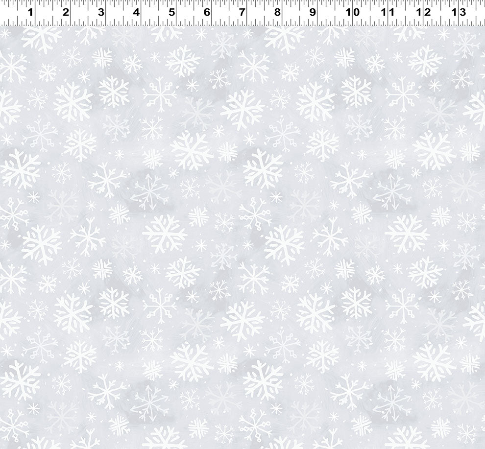 Snowtime | FLANNEL Snowflakes - Light Gray by Anita Jeram for Clothworks | Y4557-5