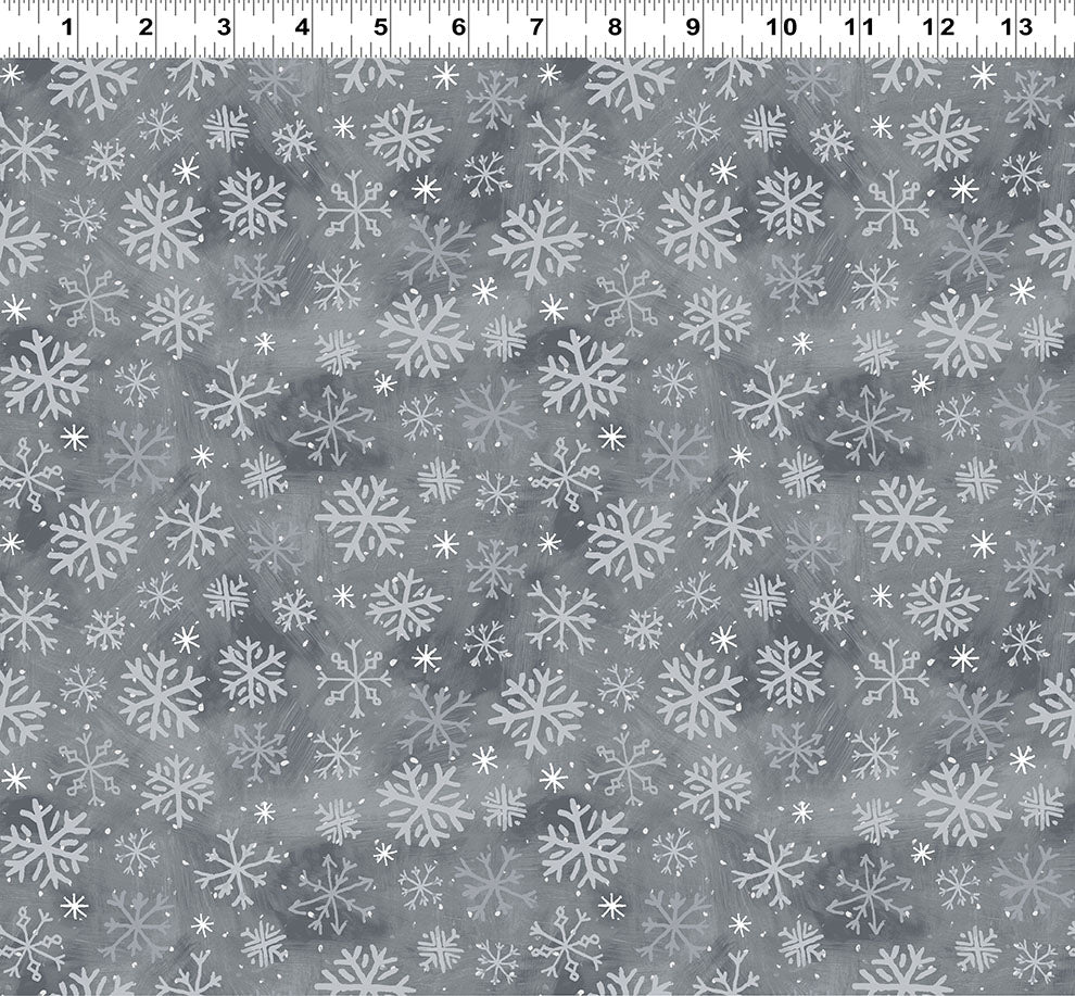Snowtime | FLANNEL Snowflakes - Gray by Anita Jeram for Clothworks | Y4557-6