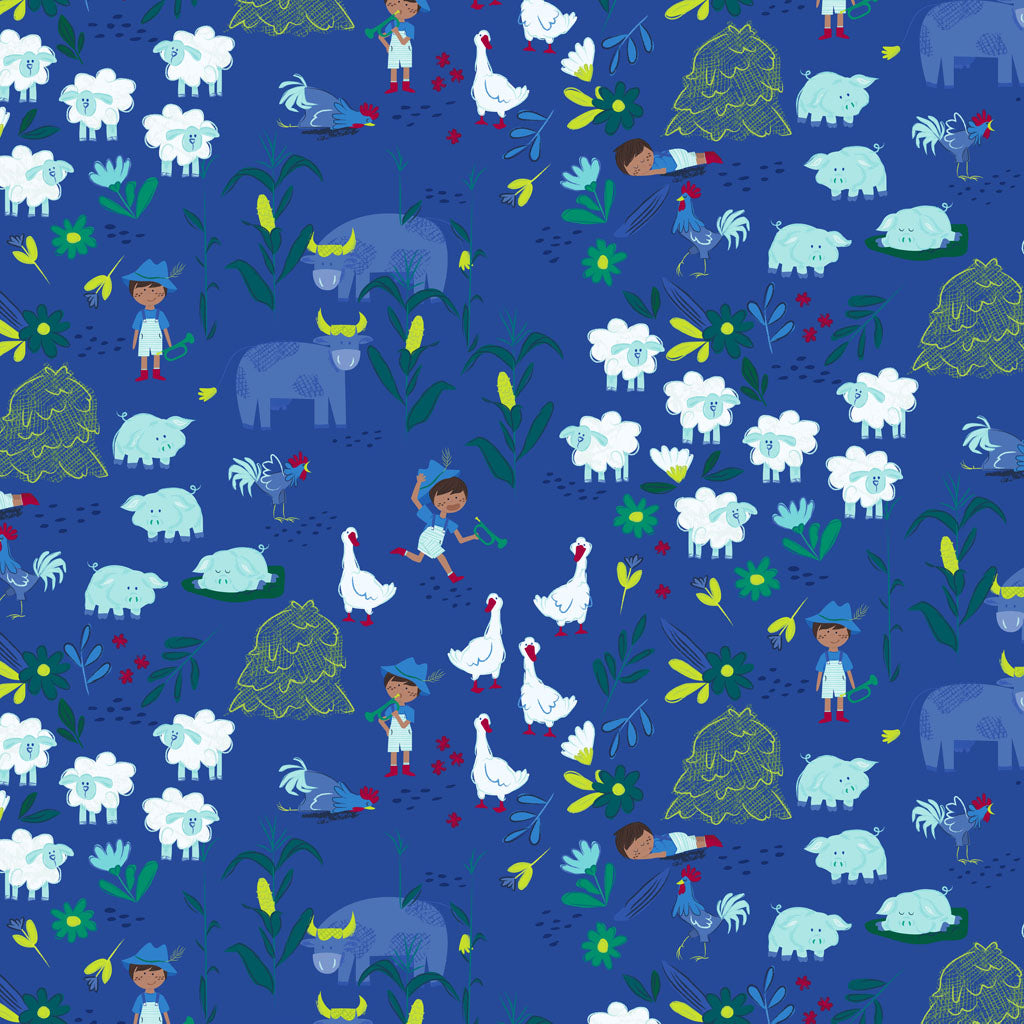 Little Boy Blue | Main Print - Royal Blue by Meags & Me for Clothworks | Y4637-31