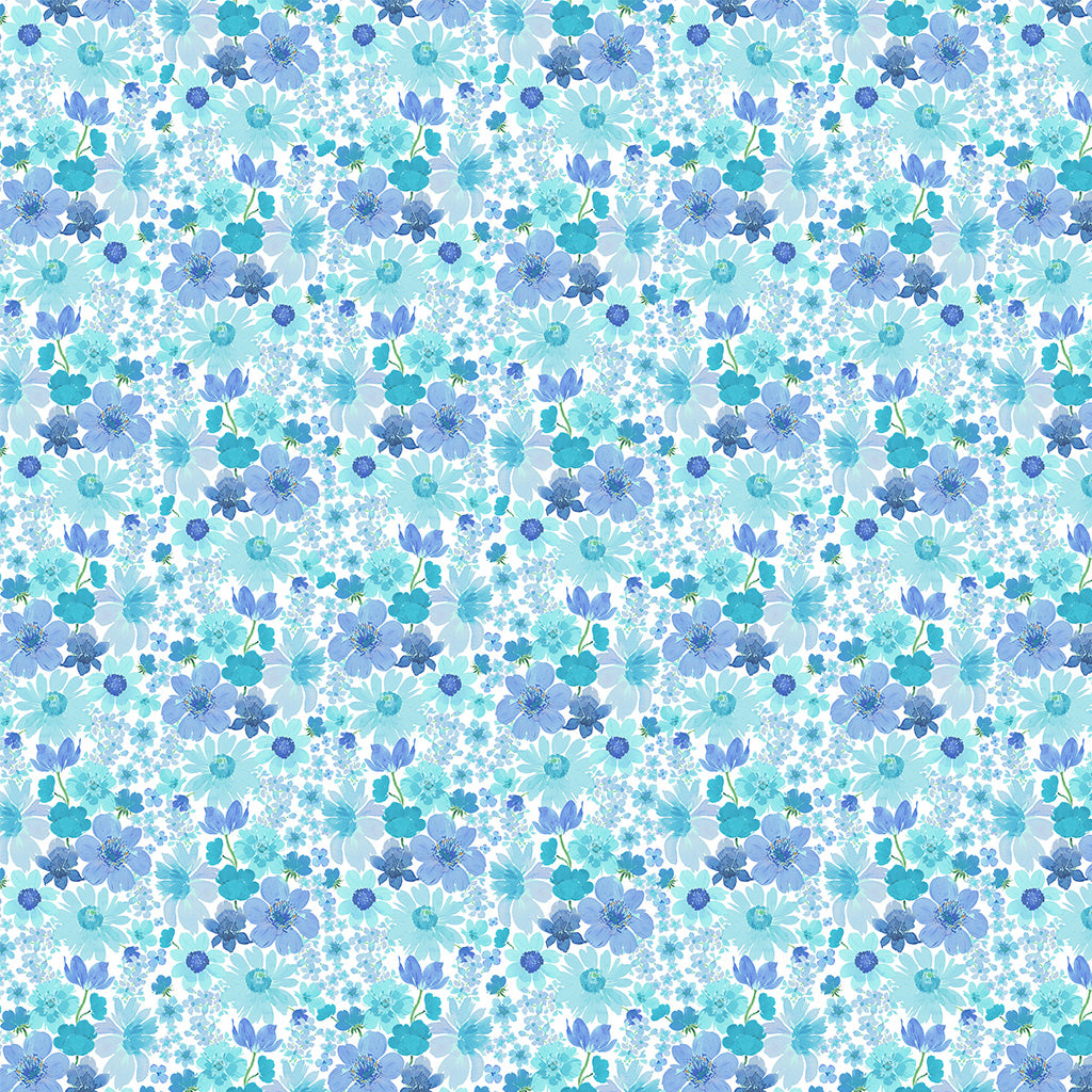 Spring Cheer | Blue Small Floral by Heatherlee Chan for Clothworks | Y4692-90