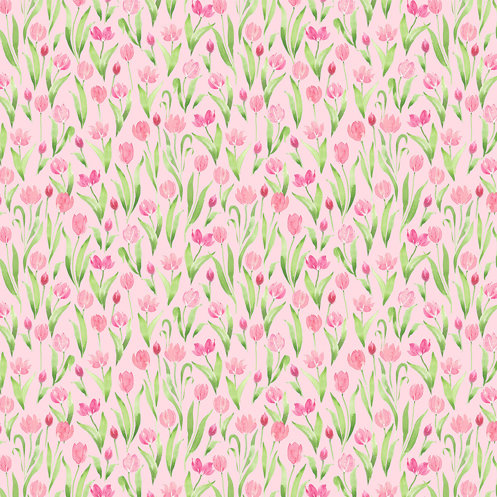 Spring Cheer | Pink Tulips by Heatherlee Chan for Clothworks | Y4695-41