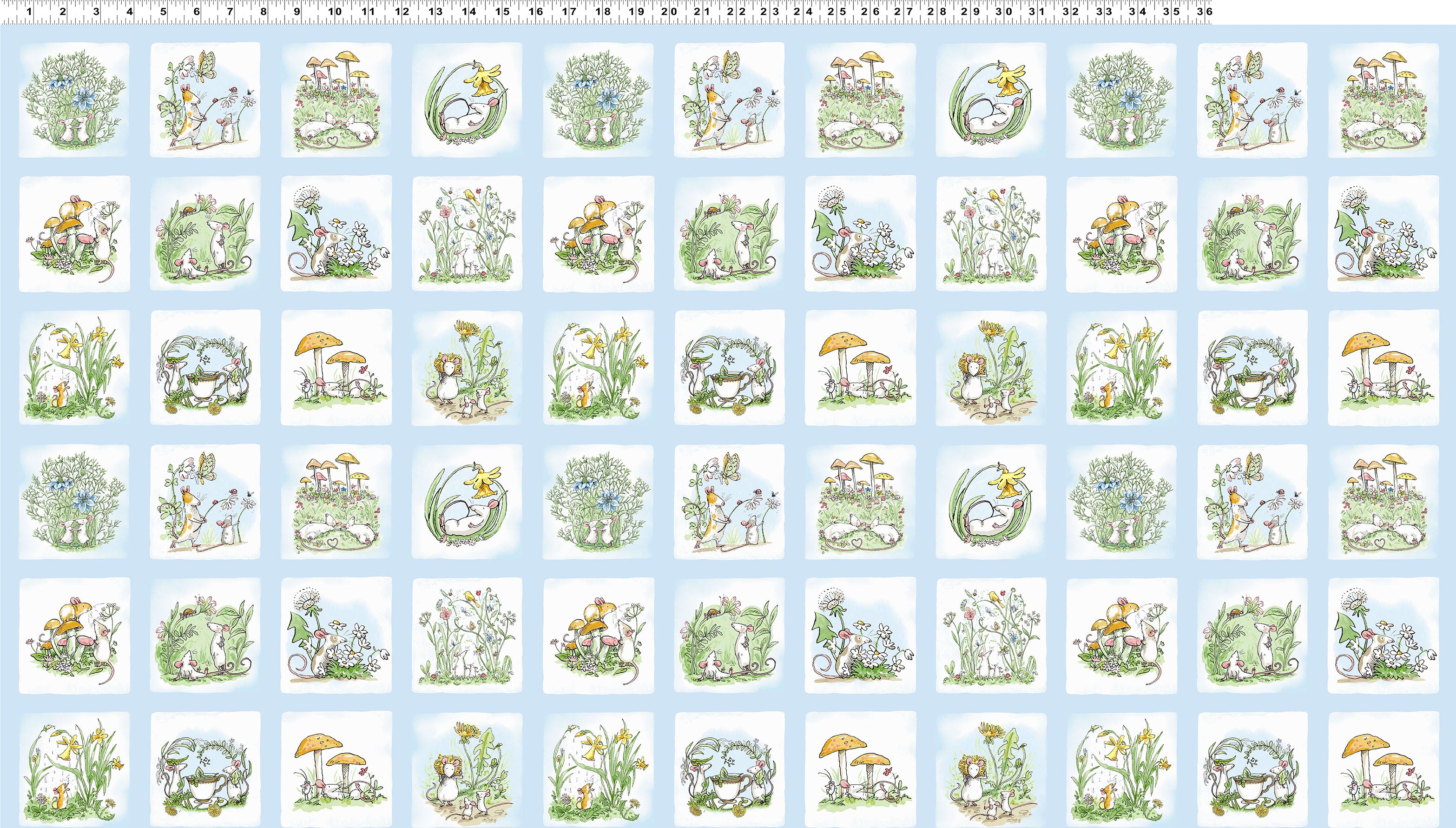 Mouseplay | Small Blocks - Light Denim by Anita Jeram by Clothworks | Y4746-87