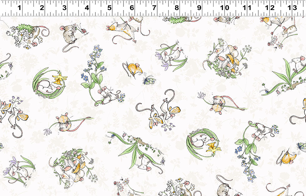Mouseplay | Tossed Scenes - White by Anita Jeram by Clothworks | Y4749-1