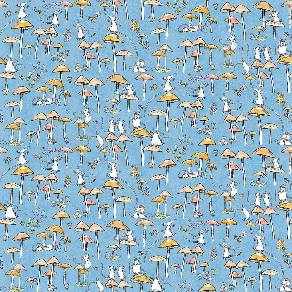 Mouseplay | Mushroom Dance - Denim by Anita Jeram by Clothworks | Y4750-88