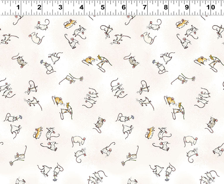 Mouseplay | Baby Mice - White by Anita Jeram by Clothworks | Y4752-1