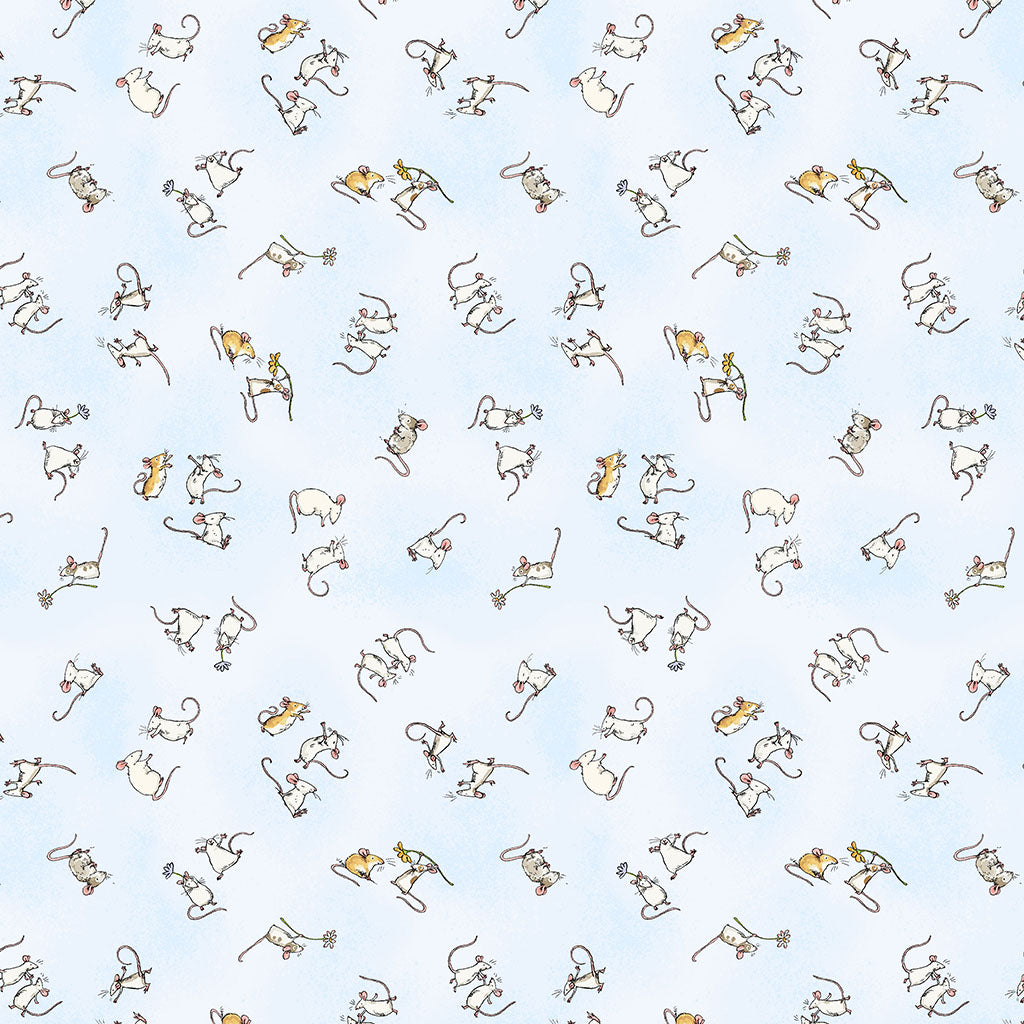 Mouseplay | Baby Mice - Pale Blue by Anita Jeram by Clothworks | Y4752-136