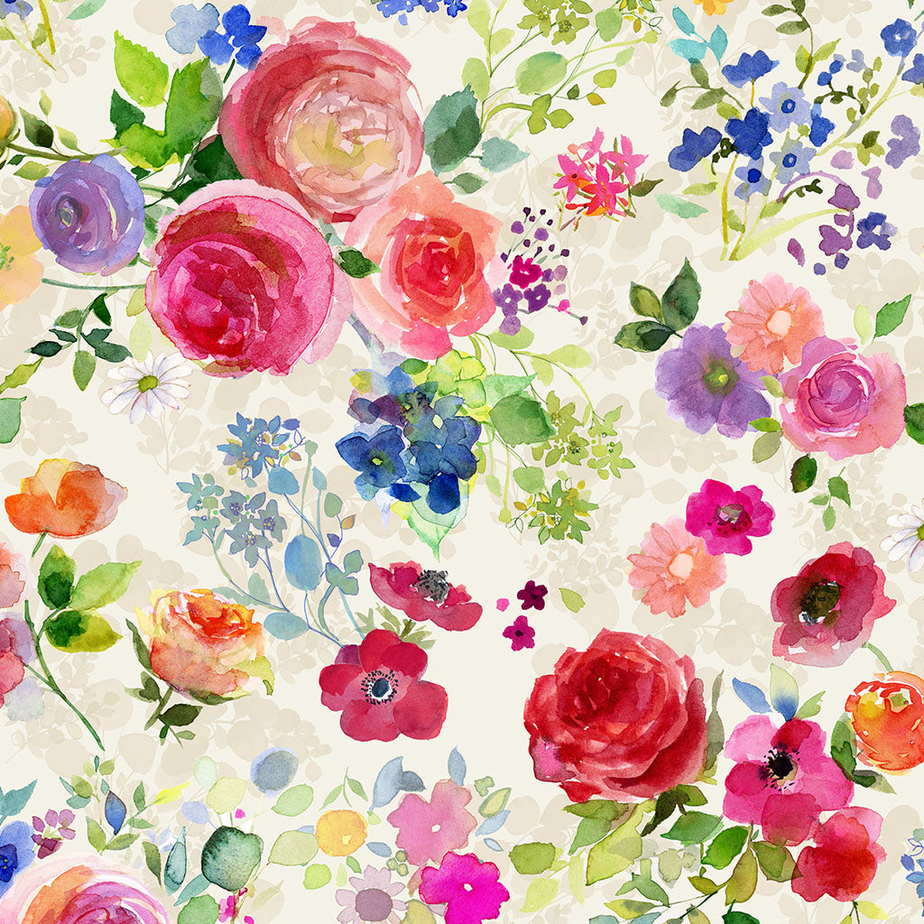 Fleur de Rose | Bouquets - Light Cream by Sue Zipkin for Clothworks | Y4759-2