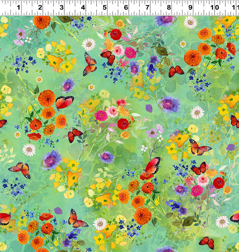Fleur de Rose | Butterfly Garden - Mint by Sue Zipkin for Clothworks | Y4762-110