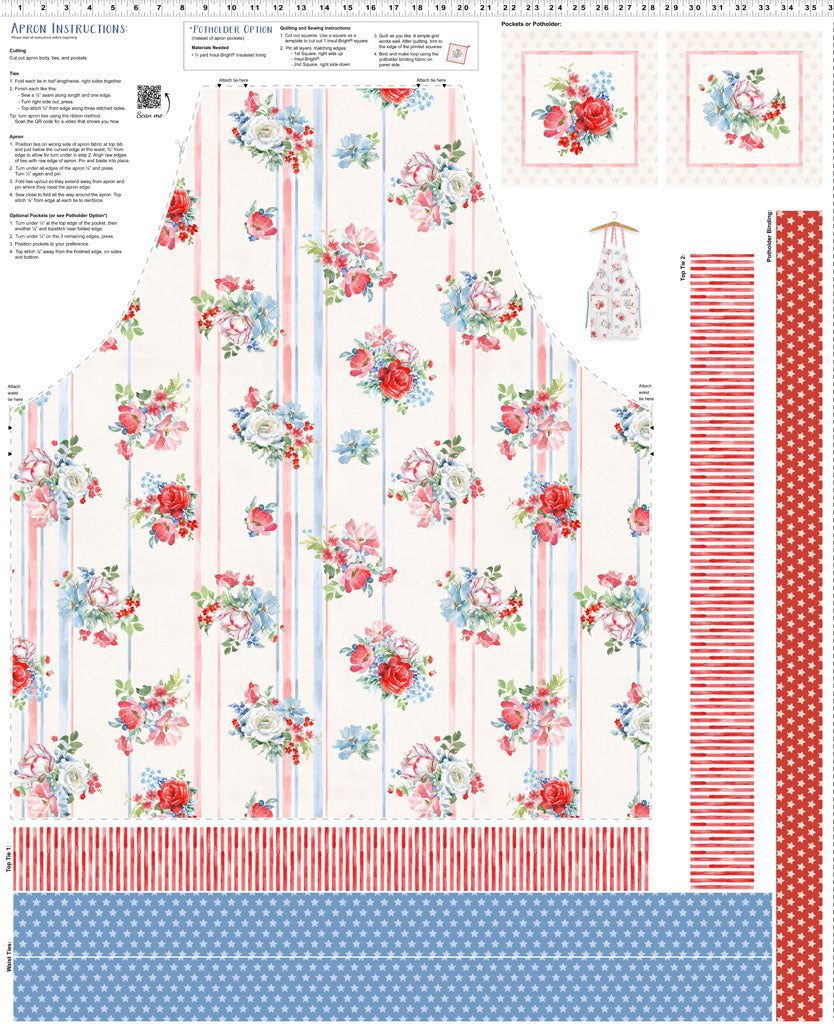 Americana | 36" Canvas Apron Panel - Light Cream by Beth Grove for Clothworks | Y4777-2 | 100% Cotton Canvas