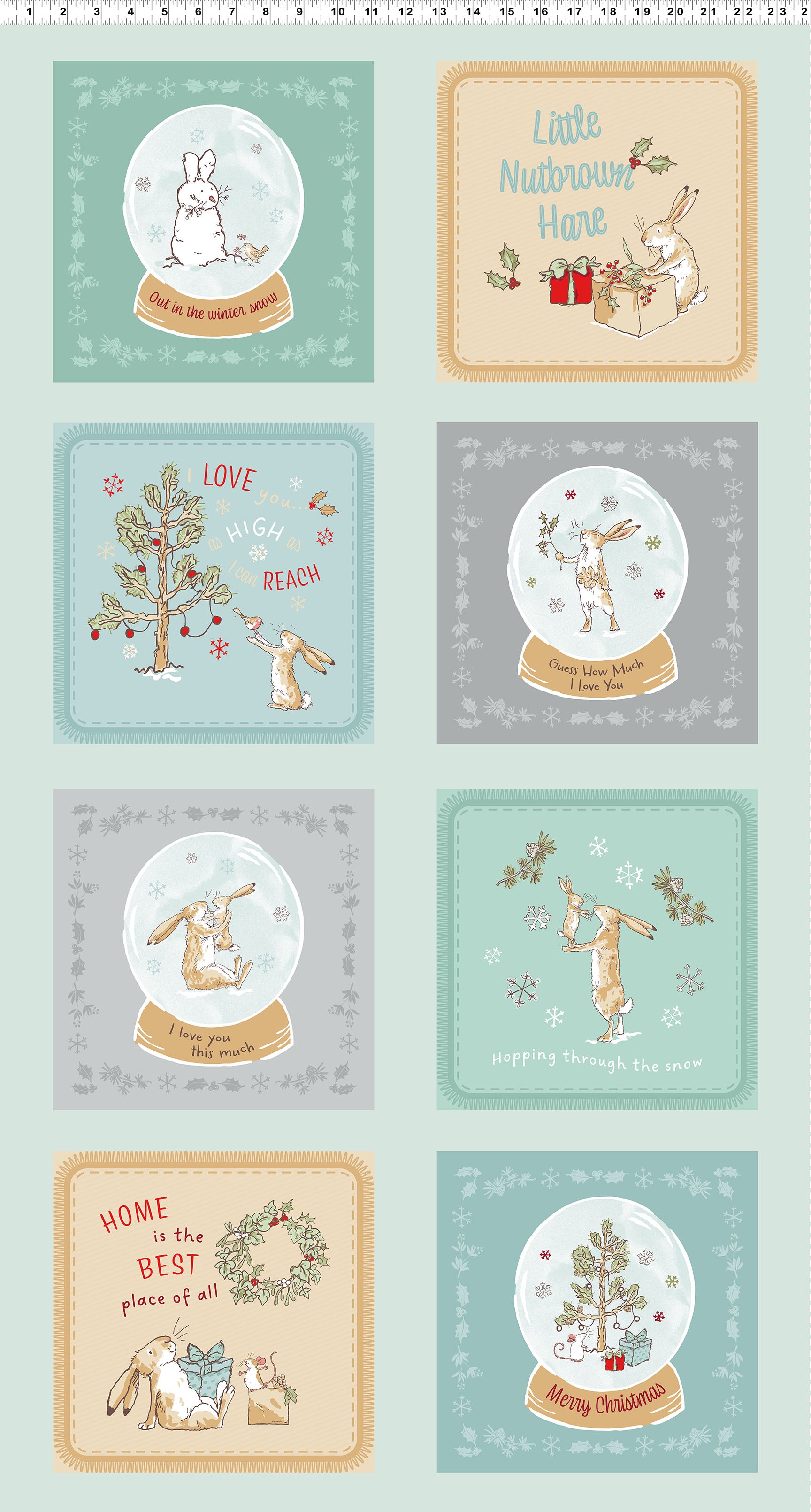 Guess How Much I Love You 2026 | 24" Panel Light Teal by Anita Jeram for Clothworks | Y4817-103