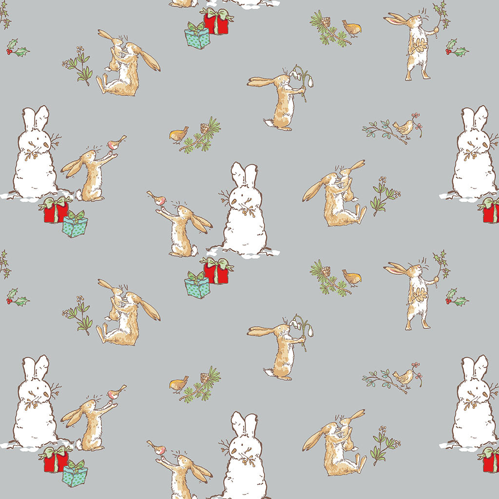 Guess How Much I Love You 2026 | Bunny Scenes Light Gray by Anita Jeram for Clothworks | Y4819-5