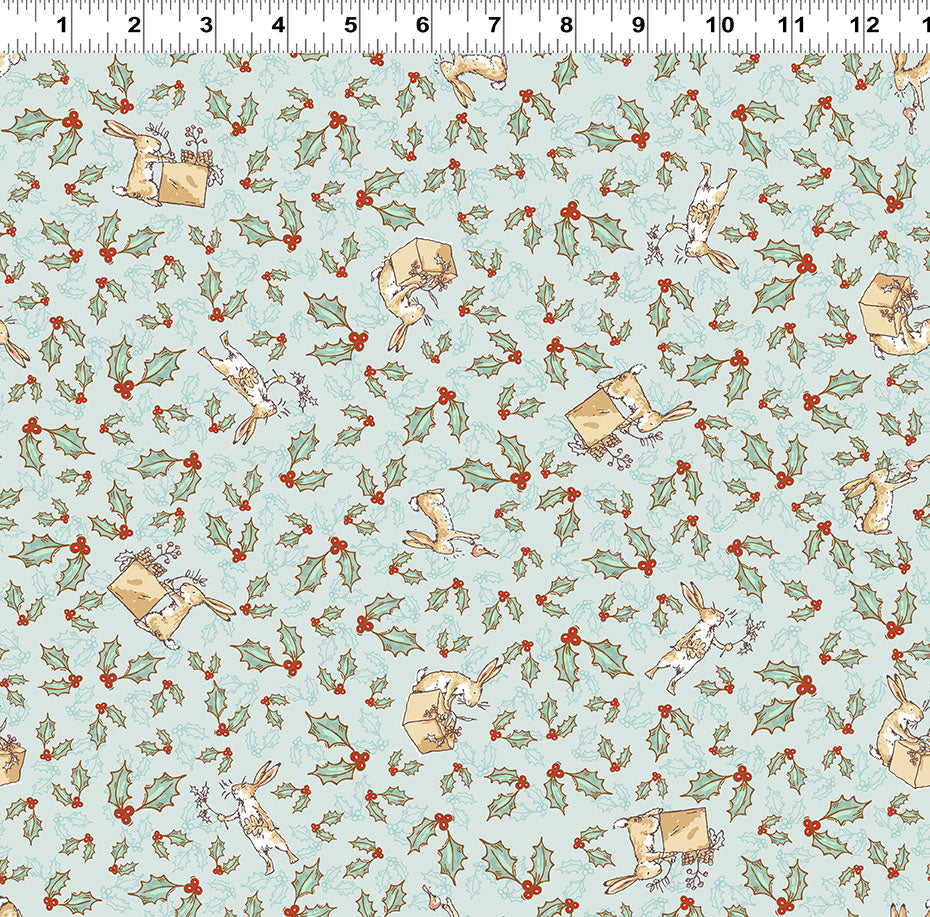 Guess How Much I Love You 2026 | Tossed Bunnies Light Teal by Anita Jeram for Clothworks | Y4820-103