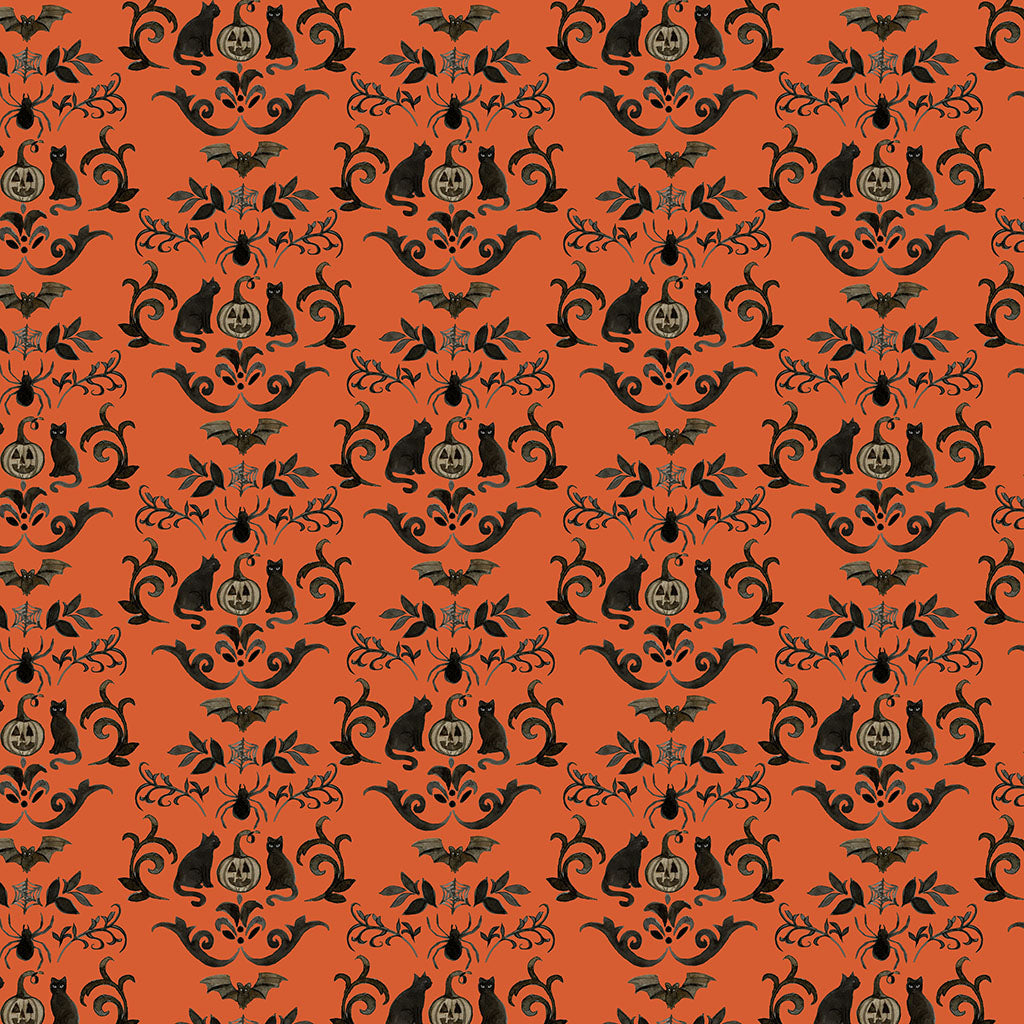 Emerald Hollow | Damask Orange by Sue Zipkin for Clothworks | Y4827-36