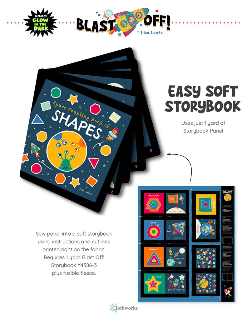 Blast Off! | Digital 36" Storybook Panel by Liza Lewis for Clothworks | Y4386-3