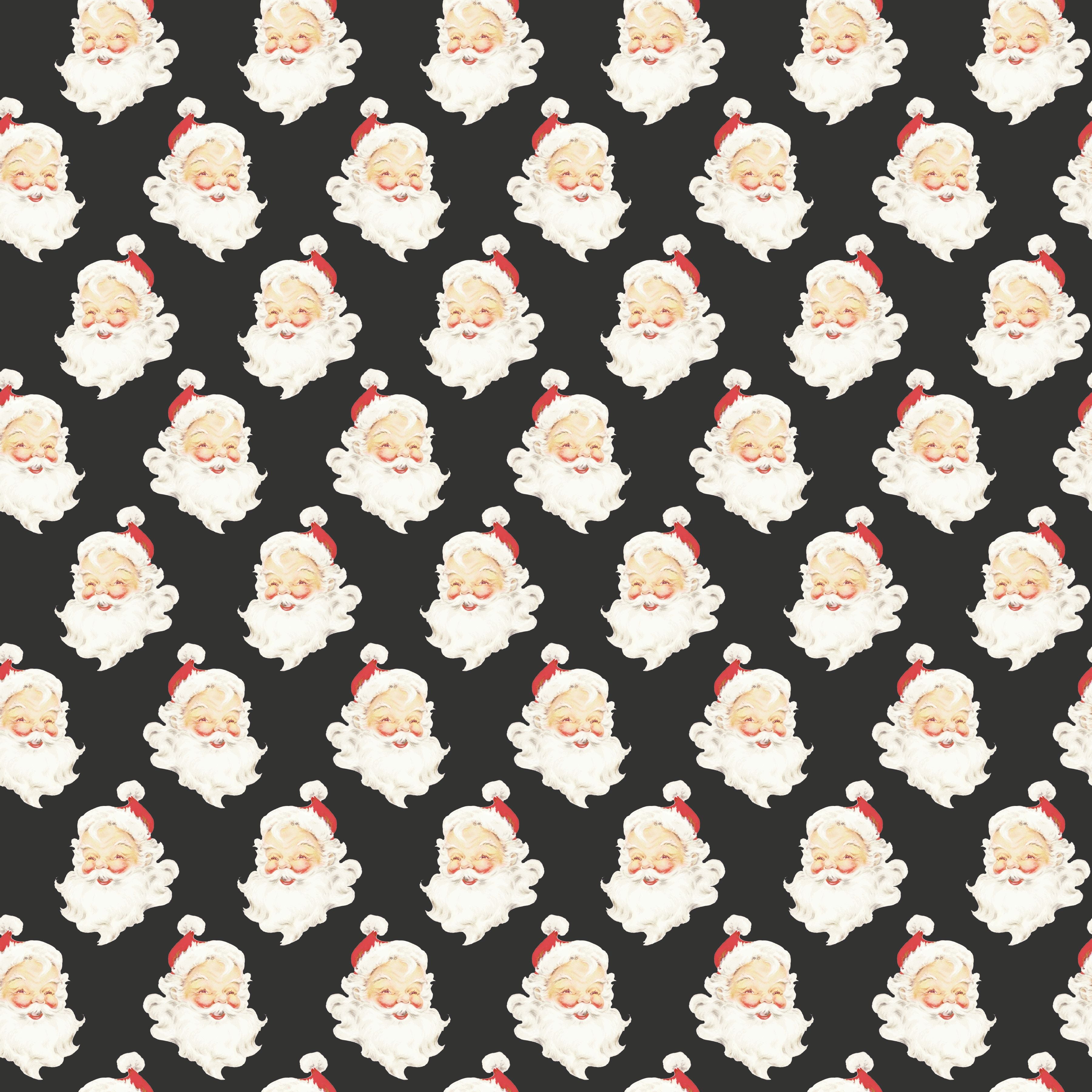 Designer Flannel | Old Fashioned Christmas Santa Heads Charcoal from Riley Blake | F15031-CHARCOAL