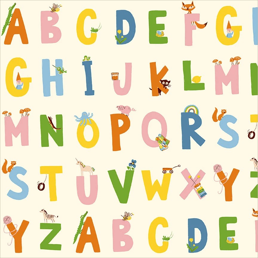 Heather Ross Favorites | Alphabet - Cream by Heather Ross for Windham | 43481D-3