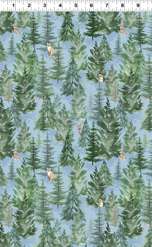 Woodland Way | Forest Light Denim by Beth Grove for Clothworks | Y4850-87