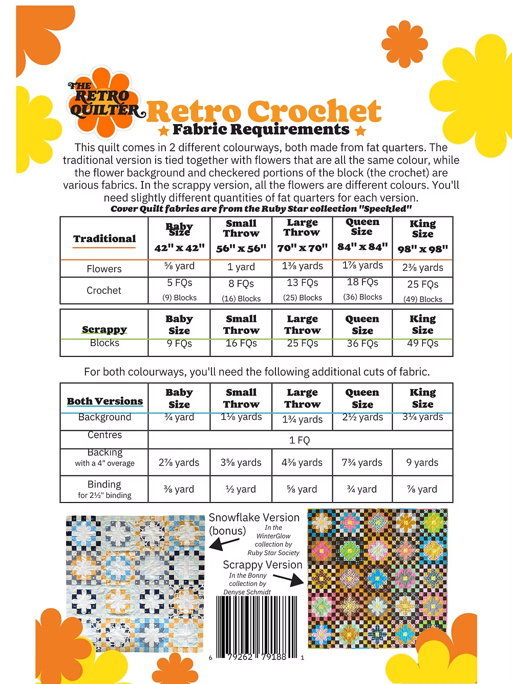 Retro Crochet Quilt Pattern by Maude MacDonald | Fat Quarter Friendly | 5 Sizes