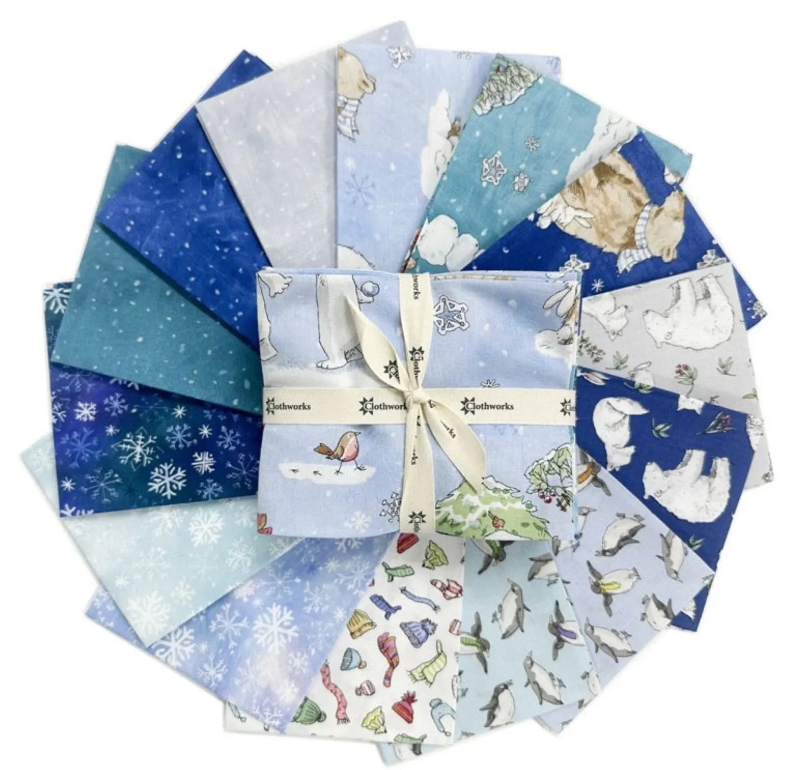 Snowtime | Fat Quarter Bundle by Anita Jeram for Clothworks | 14 pcs