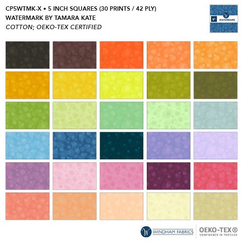 Watermark | 5" Charm Pack by Tamara Kate for Windham |42 pcs