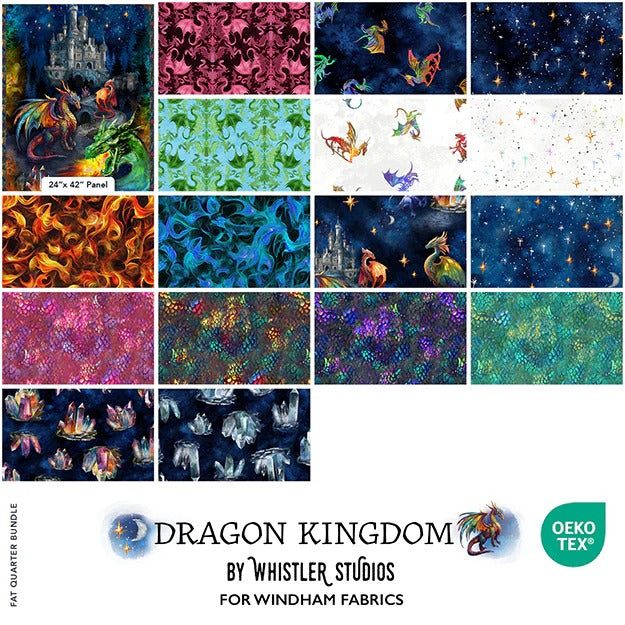Dragon Kingdom | Fat Quarter Bundle by Whistler Studios for Windham Fabrics | 16 pcs + Panel
