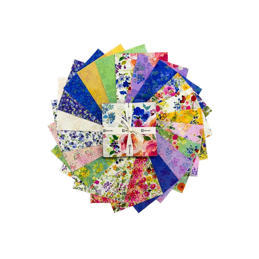 Fleur de Rose | 5" Charm Pack by Sue Zipkin for Clothworks | 42 pcs | 100% Cotton