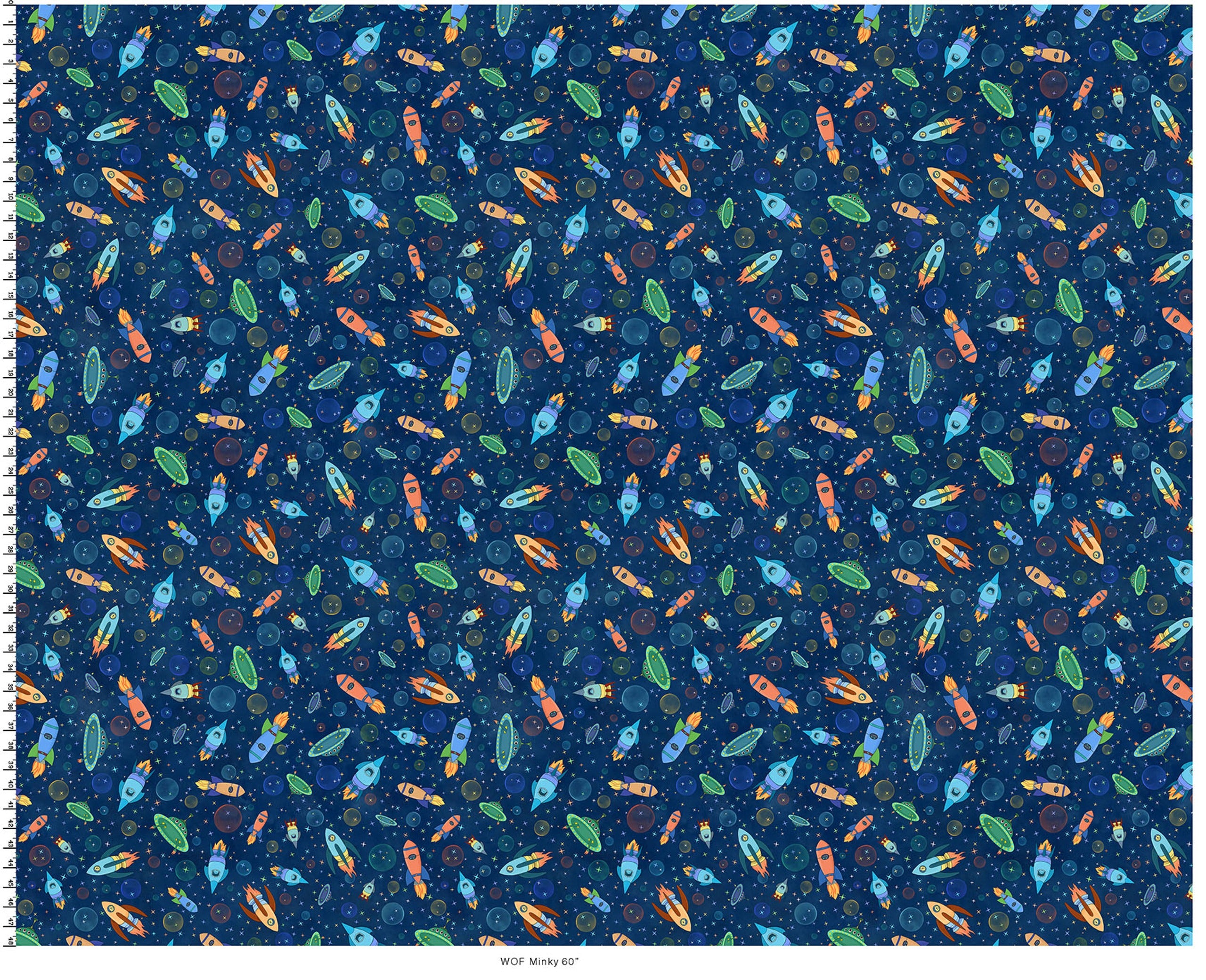 Space Monsters | Minky Rush Hour Spaceships by Maywood Studio | MASMK10928-NZ | 60" Minky