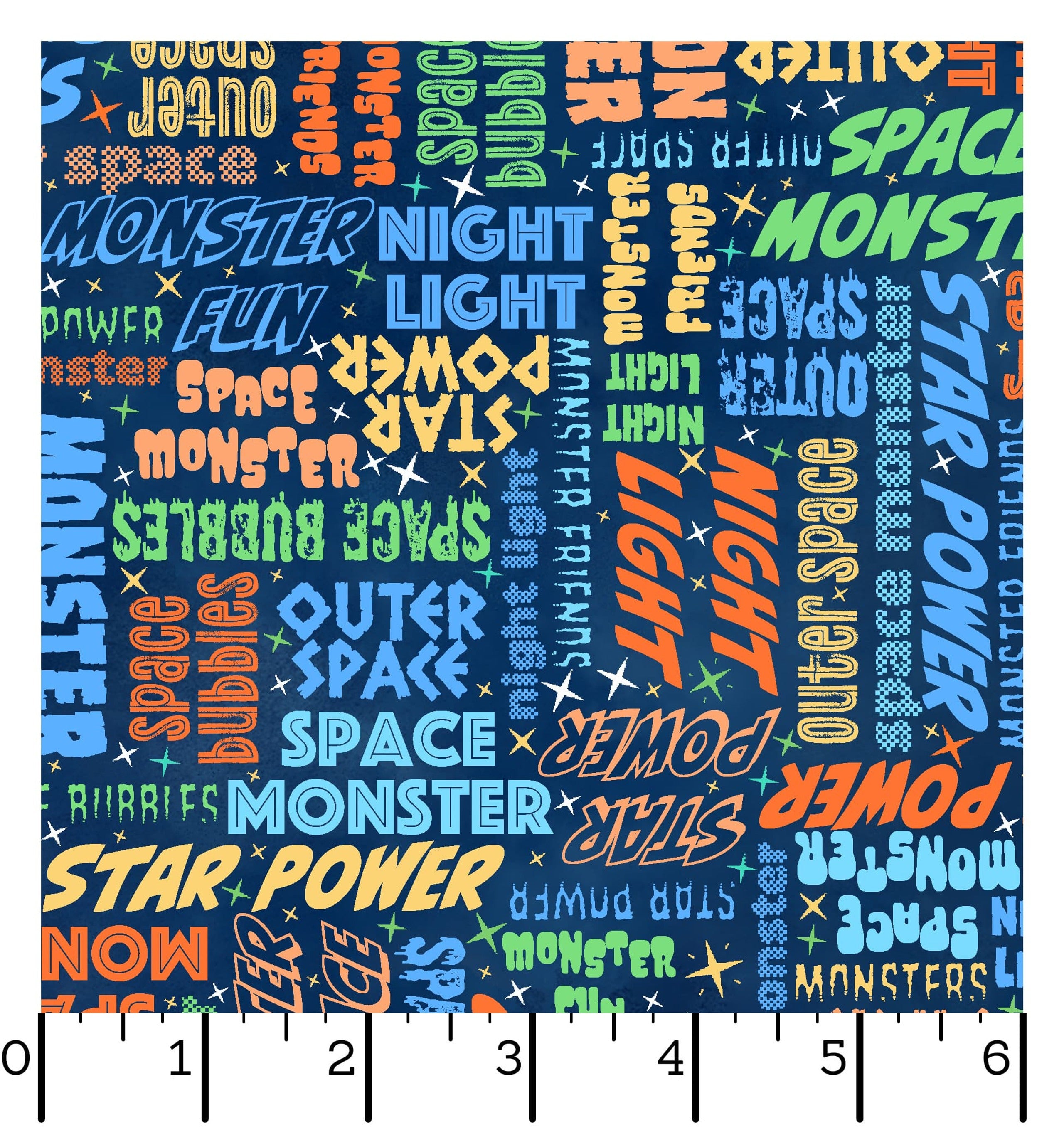 Space Monsters | Monster Words - Dark Navy/Multi by Maywood Studio | MAS10924-NZ