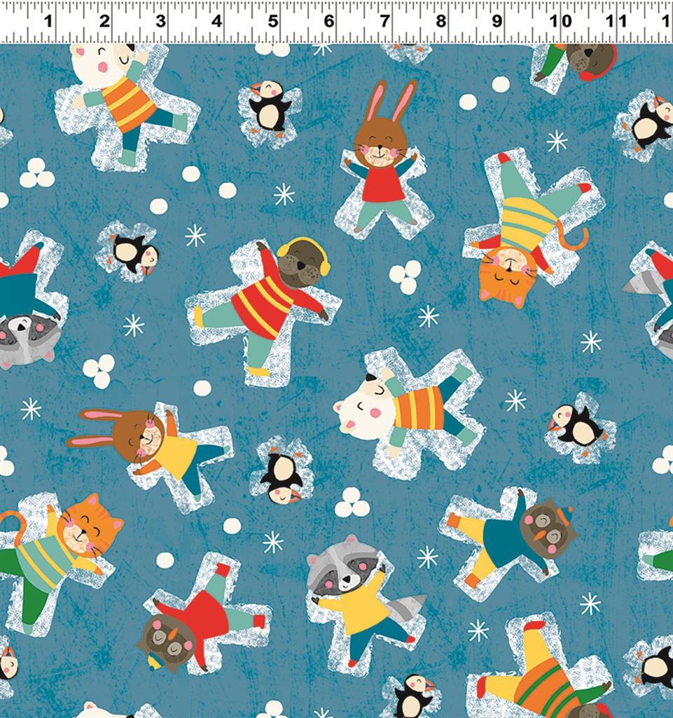 Snow Fun | Digital Snow Angels - Dark Sky by Liza Lewis for Clothworks | Y3593-99