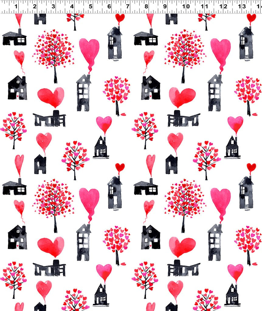 Love Matters | Houses - White by Claudia Bianchi for Clothworks | Y4629-1