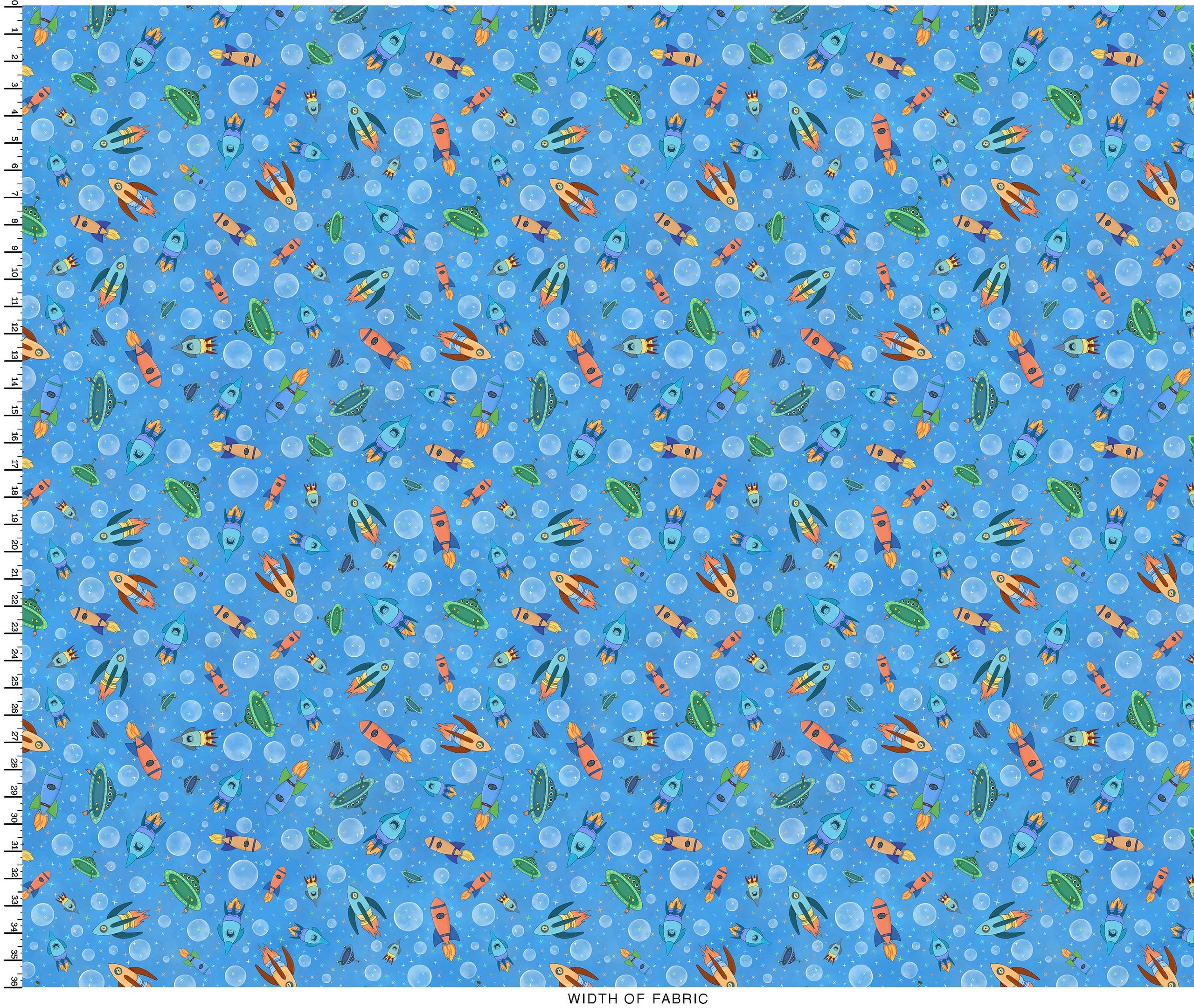Space Monsters | Rush Hour Spaceships - Medium Blue by Maywood Studio | MAS10922-B
